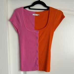 Lush pink and orange button up